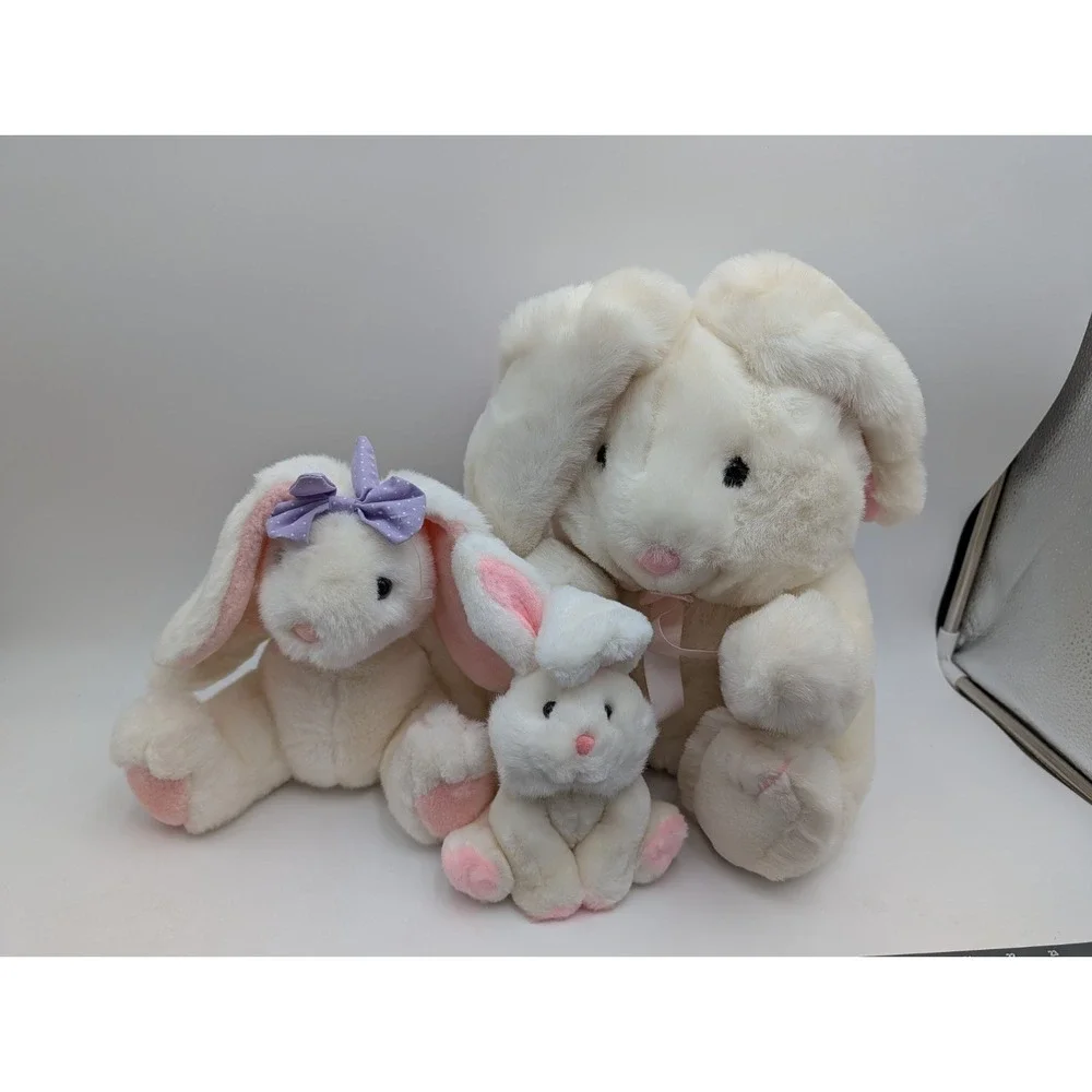 Russ Rabbit Plush Sunny Bunny Bumper‎ Nina Lot of 3 White Stuffed Animal Toy